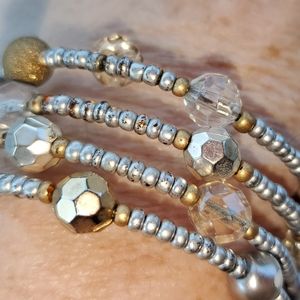 Gold and silver beaded twist bracelet